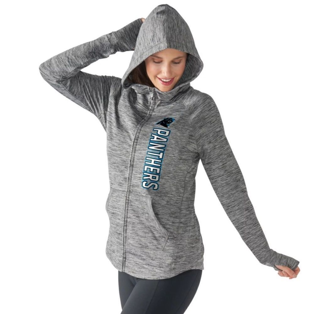 NFL Team Apparel Gray Carolina Panthers Football Recovery Full-Zip Hoodie S